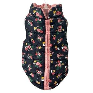 Play On Dog Bomber Puffer Jacket Vest Reversible Reflective Velcro Closure Leash